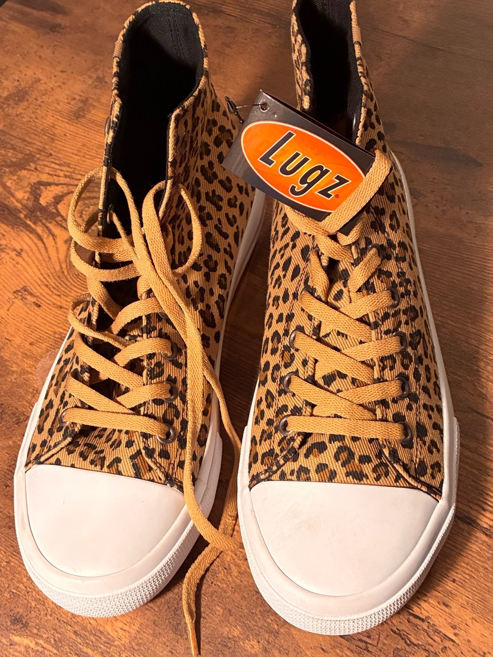 Lugz Women's Leopard-Print High-Top Sneakers in Tan and Black